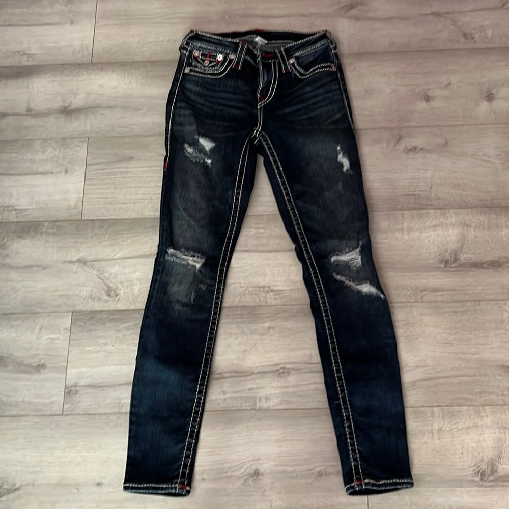 True Religion distressed skinny jeans- size 26 good condition